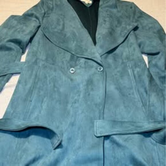 Solitaire Teal trench coat.  Size XL - Picture 4 of 8